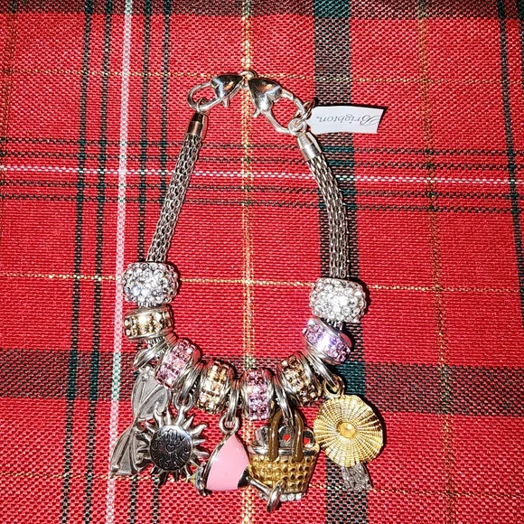 Brighton Silver and Pink Charm Bracelet - Picture 1 of 5